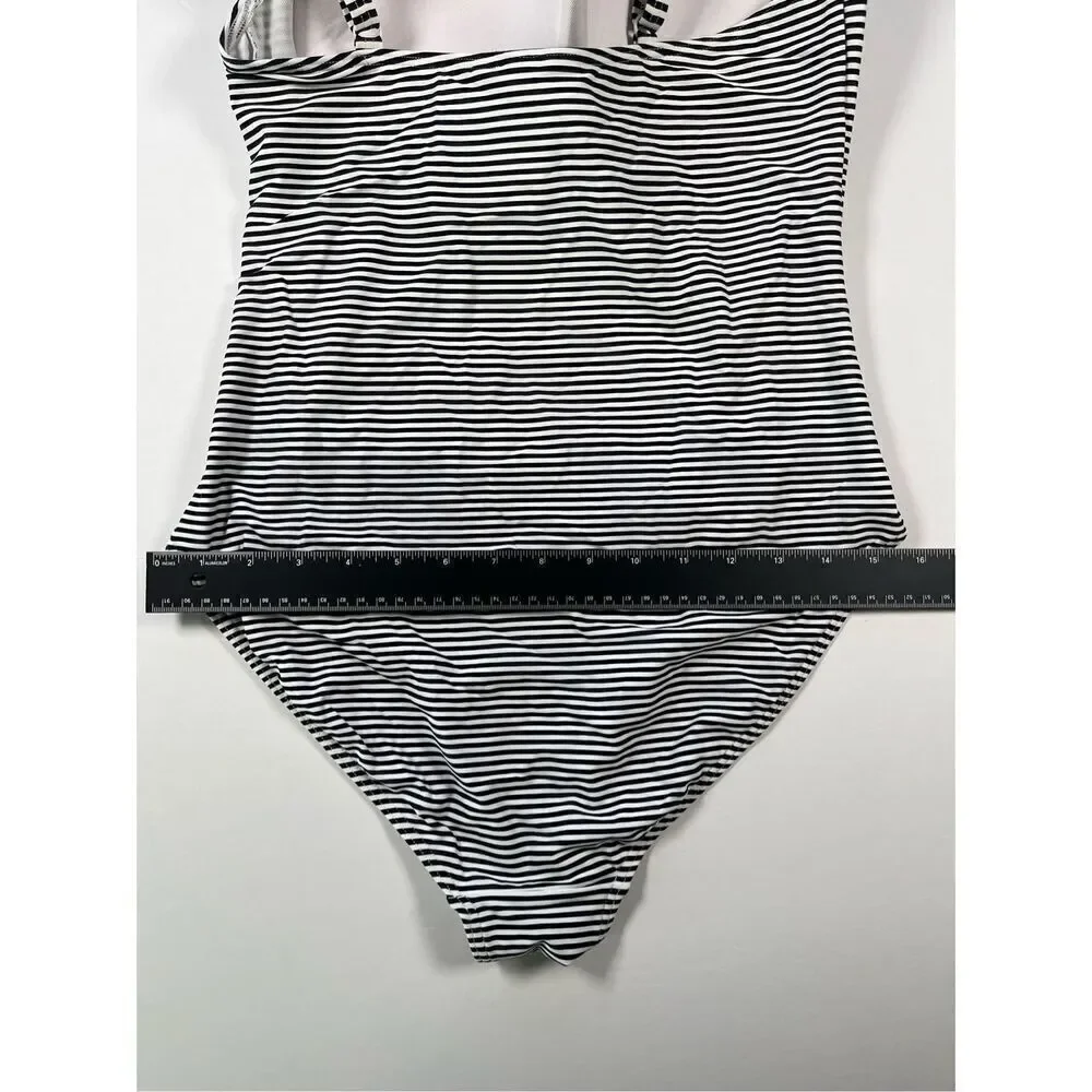 Nip Tuck Sorrento Stripe Joanne Twist Front One Piece Swim Suit Black Size US 10